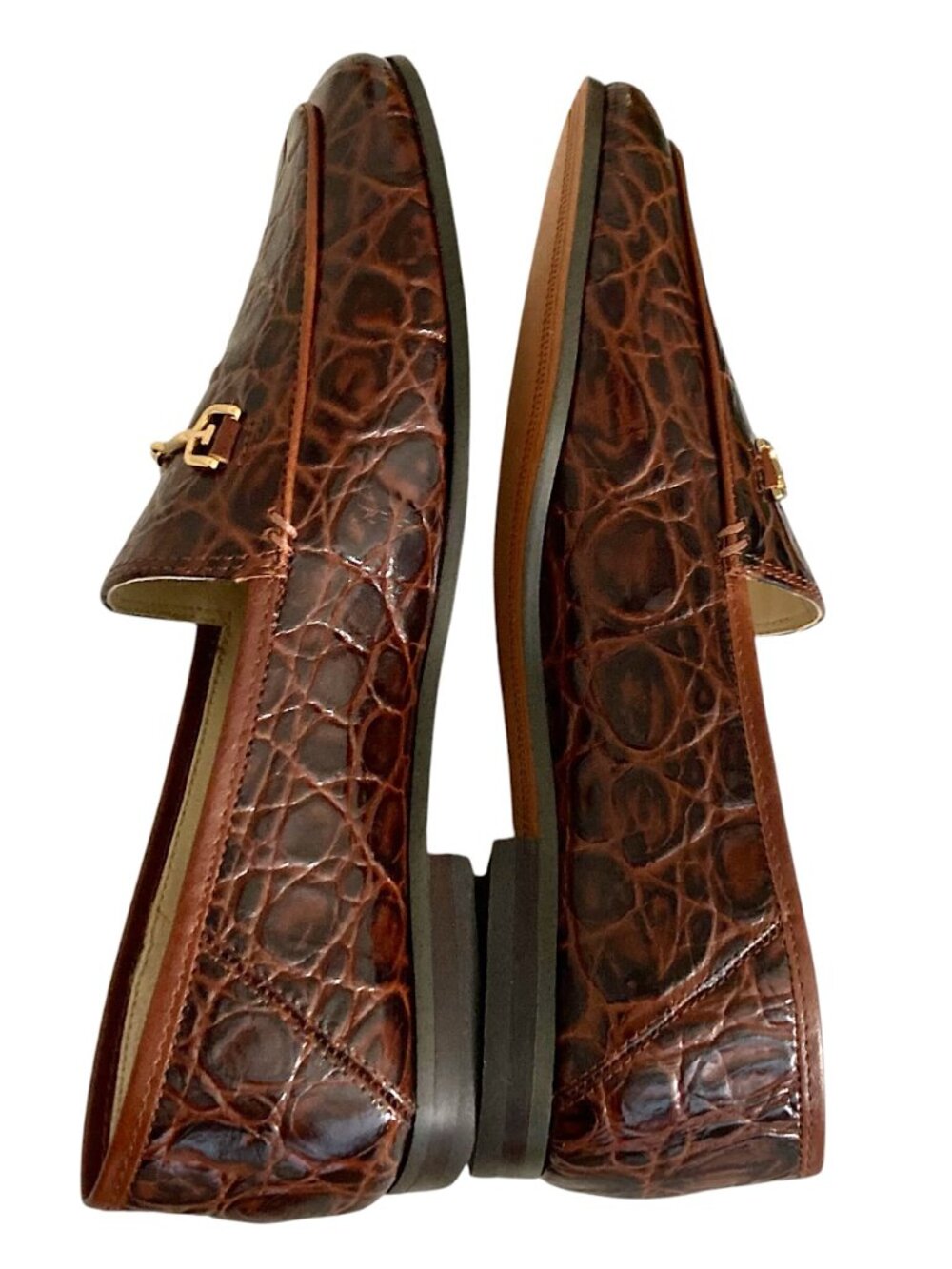 NEW Sam Edelman Loraine Croc-Effect Horsebit Slip On Loafers Size 7.5 M Brown - Picture 6 of 10